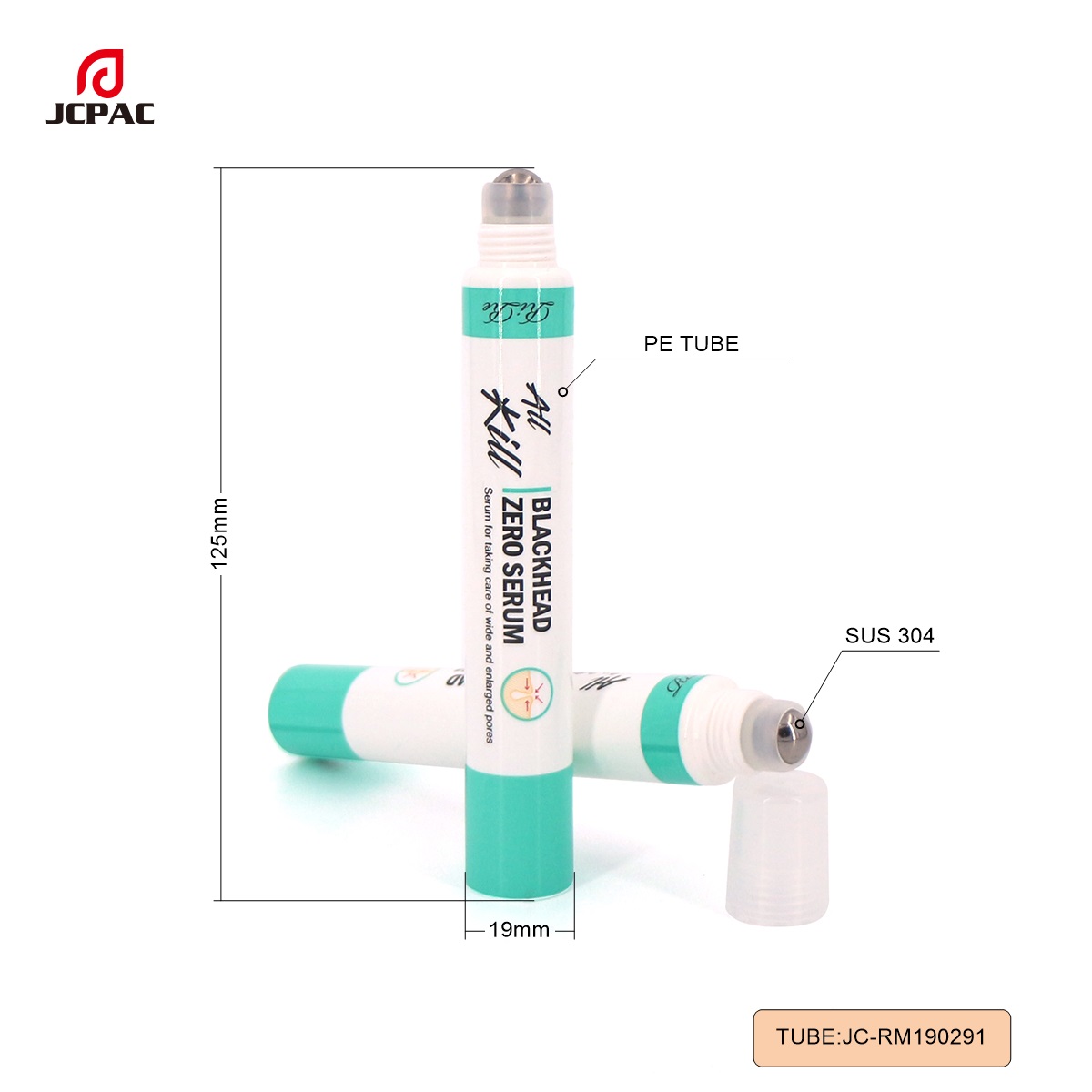 RM190291 19mm 20ml Acne Treatment Tube,Soft Tubes With Single Roller Ball Applicator 