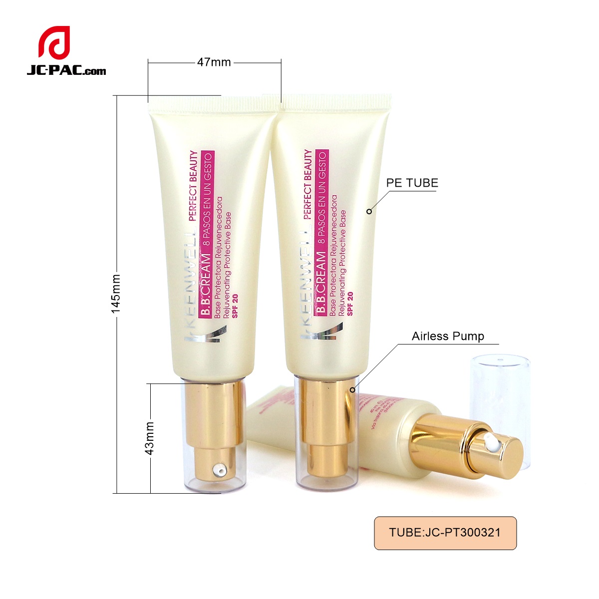 PT300321 Diameter 30mm 50ml Cosmetic Airless Soft Tube BB Cream Packaging