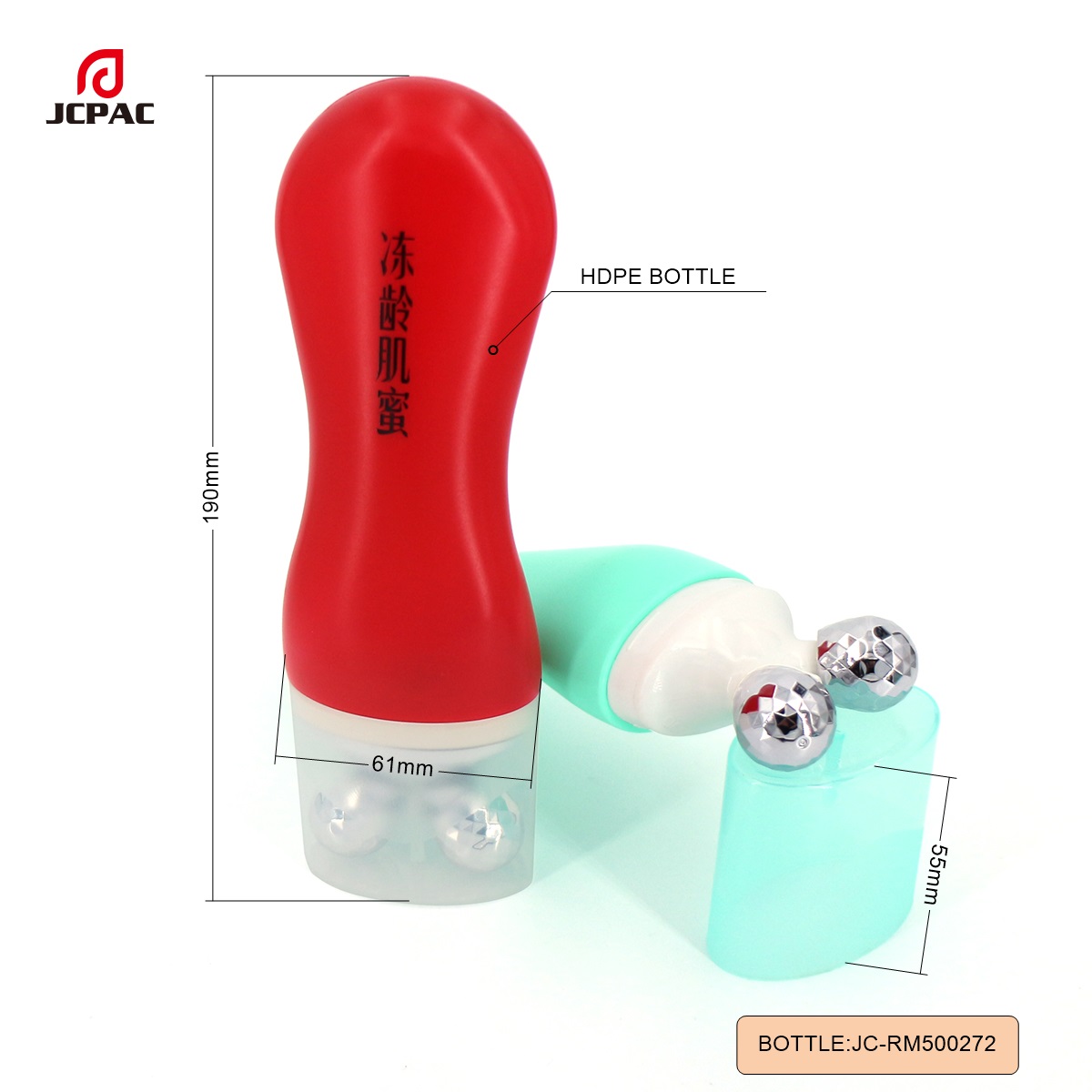 RM500272 50mm 100ml Massage Bottle With Double Roller Steel Ball