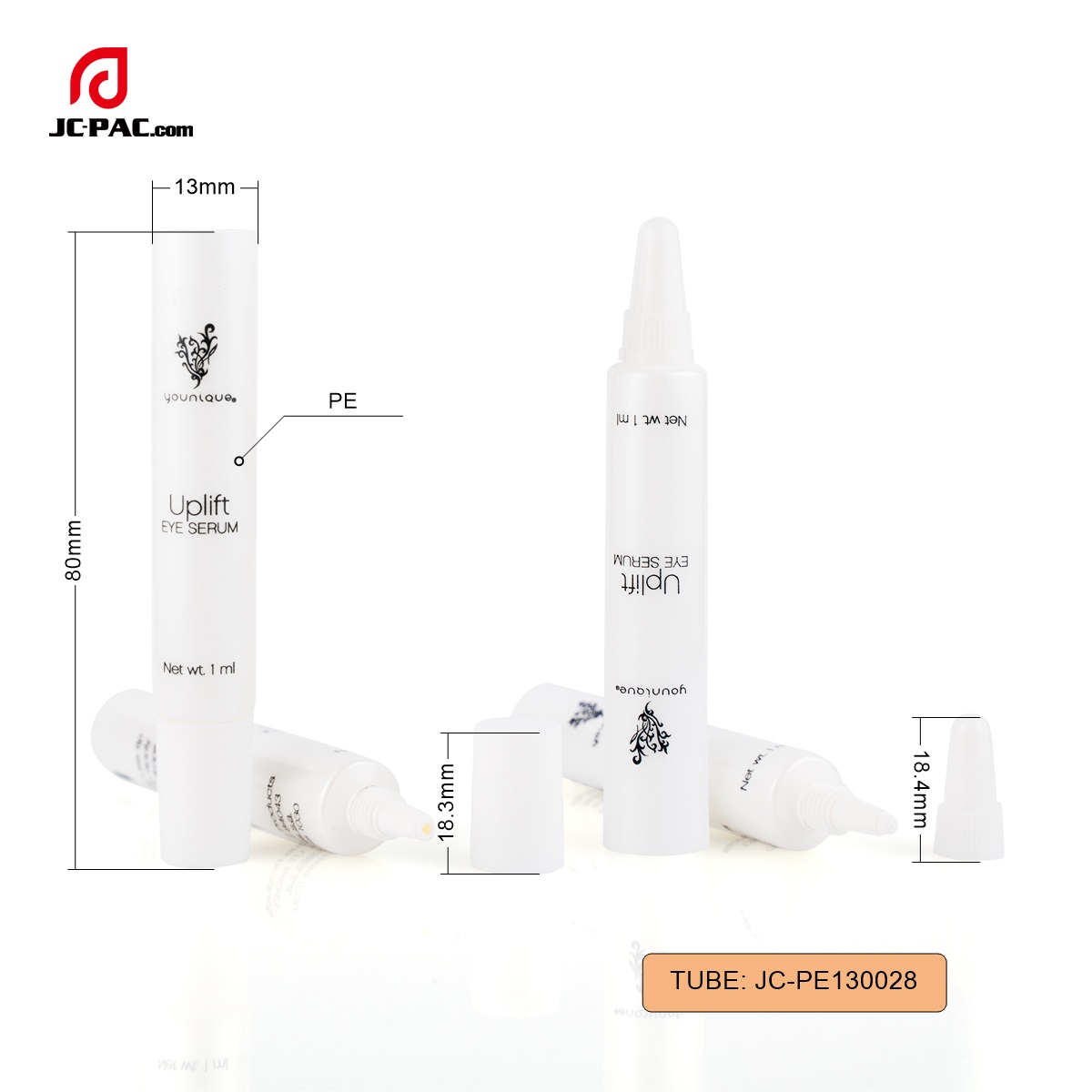 PE130028 3ml small plastic tube package, sample package applicator pe tube, facial cleansing brush tube