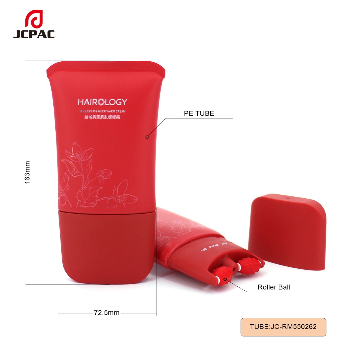 RM500262 50mm 120ml Neck Lifting Cream Soft Tube With Customized Color Silicone Roller Ball