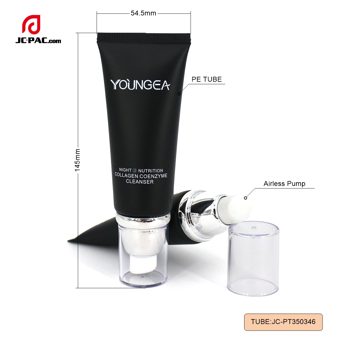 PT350346 Diameter 35mm 50ml Essential Cleanser Cream Tube Airless Cream Packaging Soft Cosmetic Tube with Pump for Night Cream