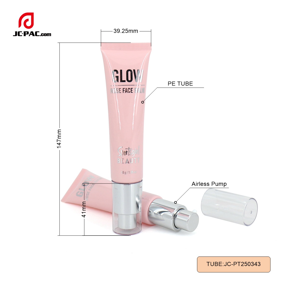 PT250343  30ml Airless Pump Tube, Cosmetic Package Tube, Airless Cosmetic Tube