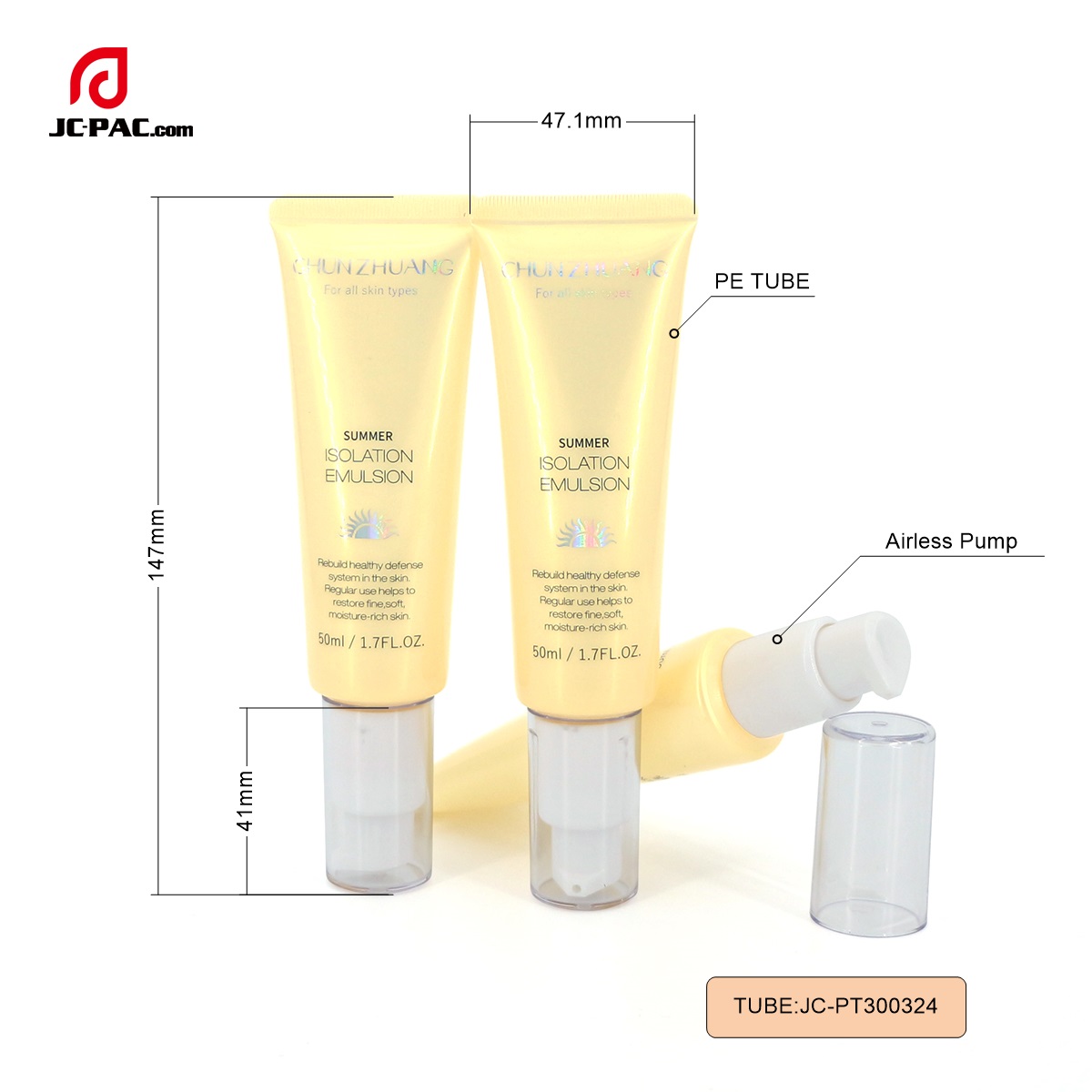PT300324 Diameter 30mm 50ml Cosmetic Airless Soft Tube New Body Care Packaging