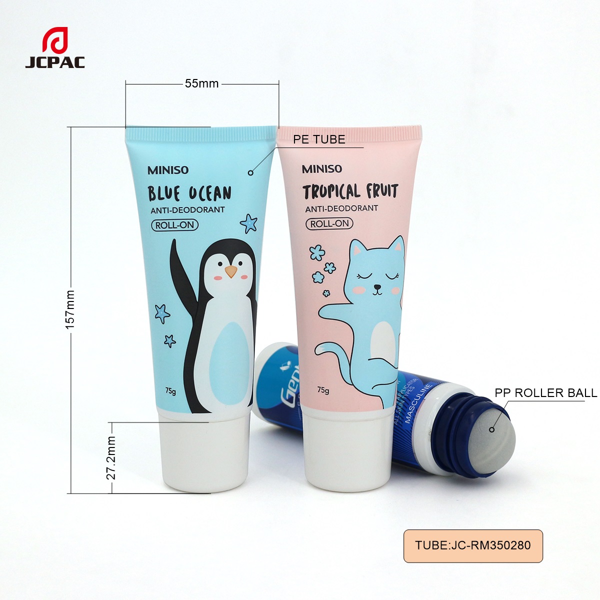 RM350280 35mm 60ml Soft Tube With PP Roller Ball For Itching Lotion 