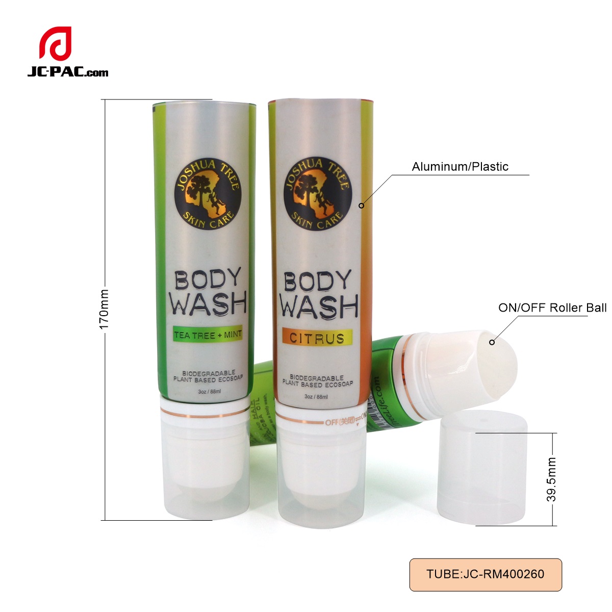 RM400260 40mm 100ml Deodorant Packaging With On Off Plastic Ball
