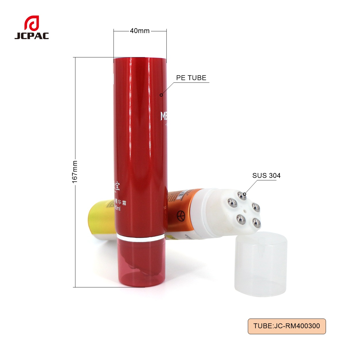 RM400300 40mm 100ml Aluminum Plastic Packing Tube With Three Roller Ball 