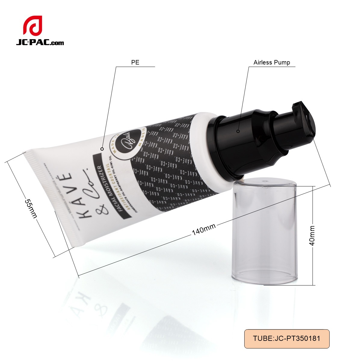 PT350181 Diameter 35mm 60ml 70ml Cosmetic Airless PE Tube for Skin Care Cream Packaging