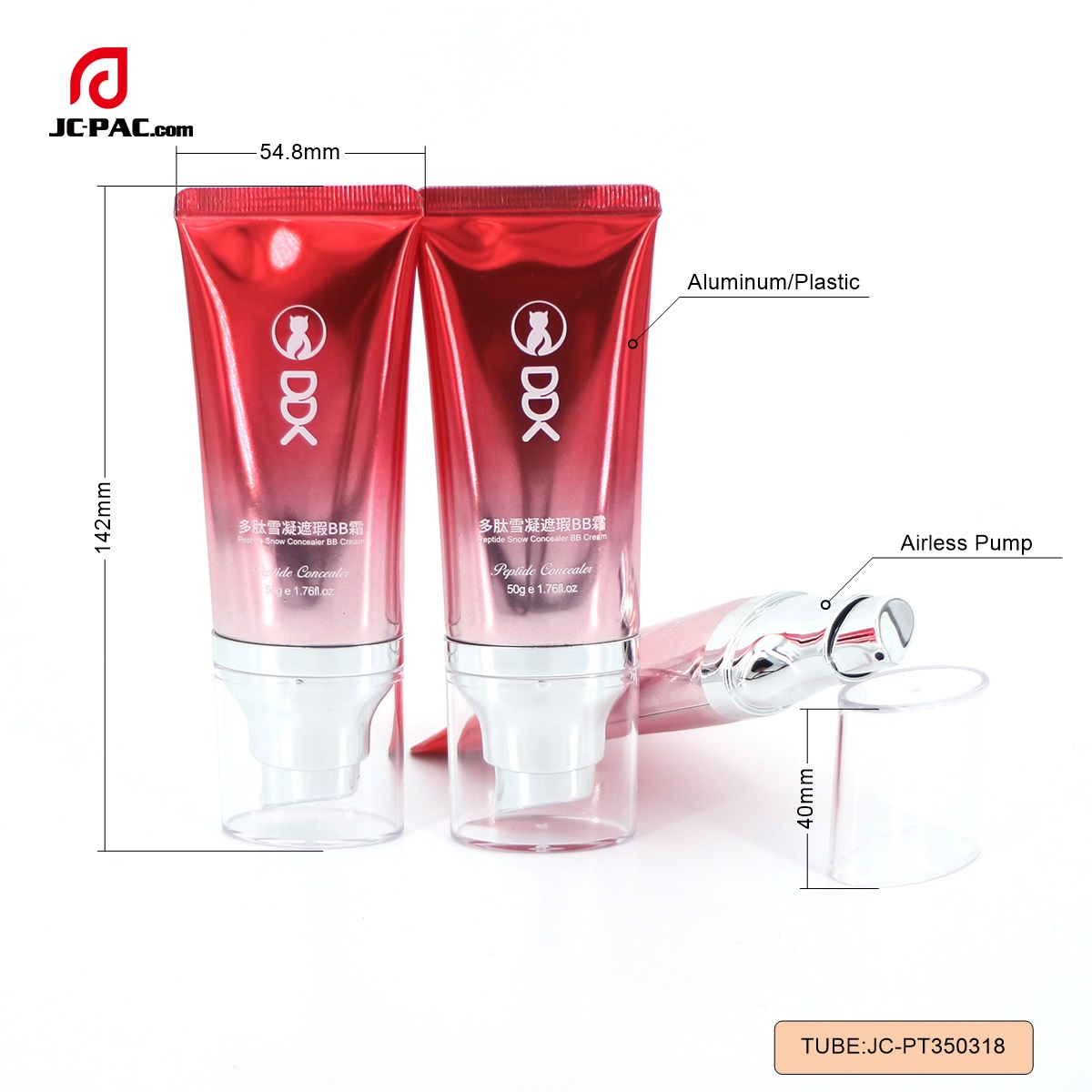 PT350318 Diameter 35mm 50ml Oval Cosmetic Airless Laminated Tube for Skin Care Cream Packaging