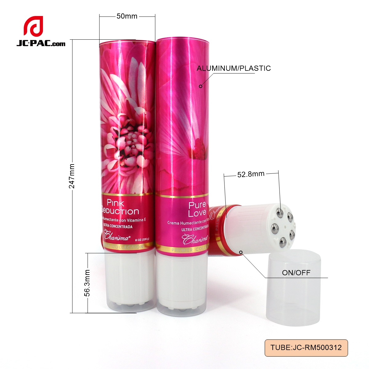 RM500312 50mm 150ml Empty Massage Spa Packing Abl Tube With Roller Ball