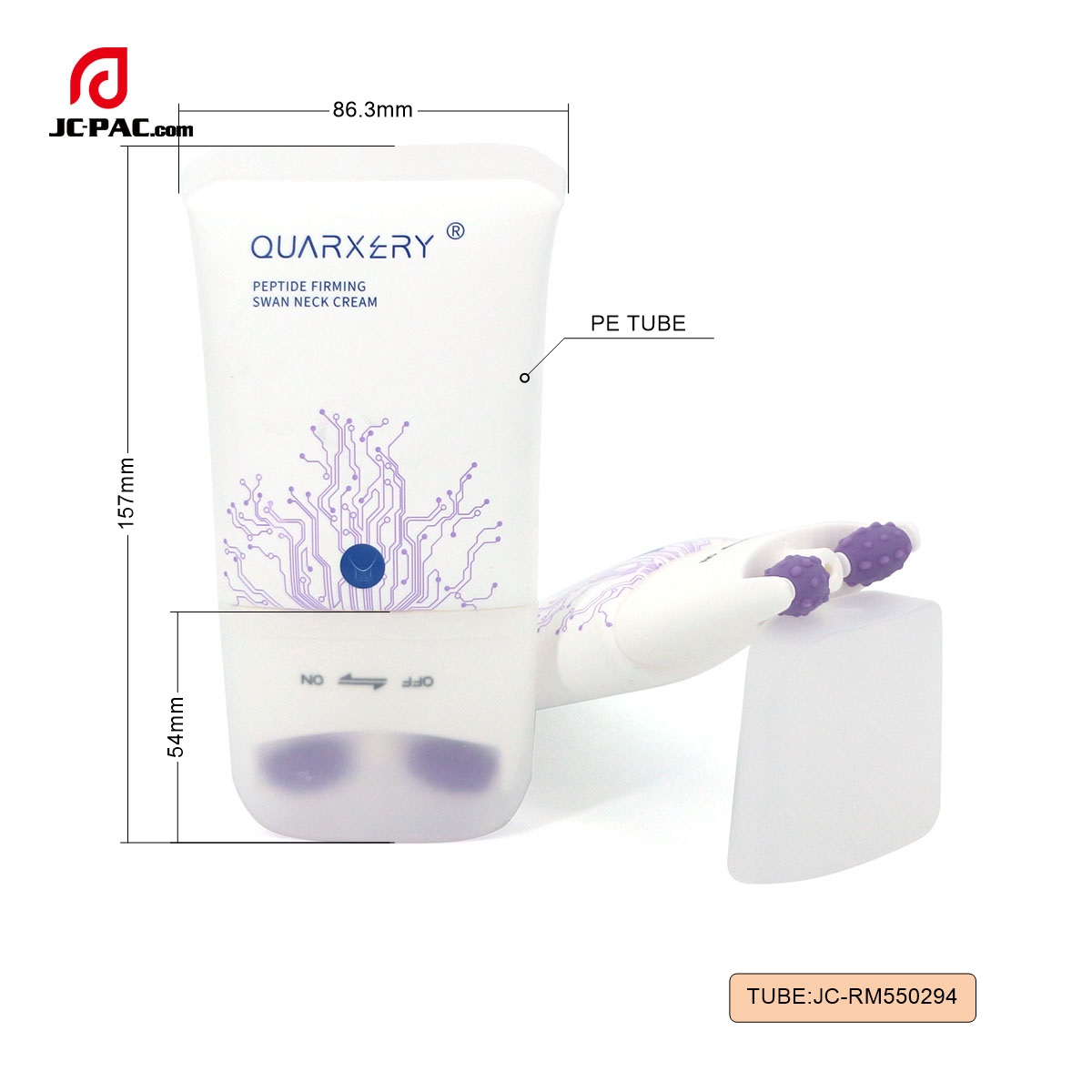 RM500294 50mm 120ml Oval Massage Empty Neck Cream Soft Tube With Silicone Roller Ball