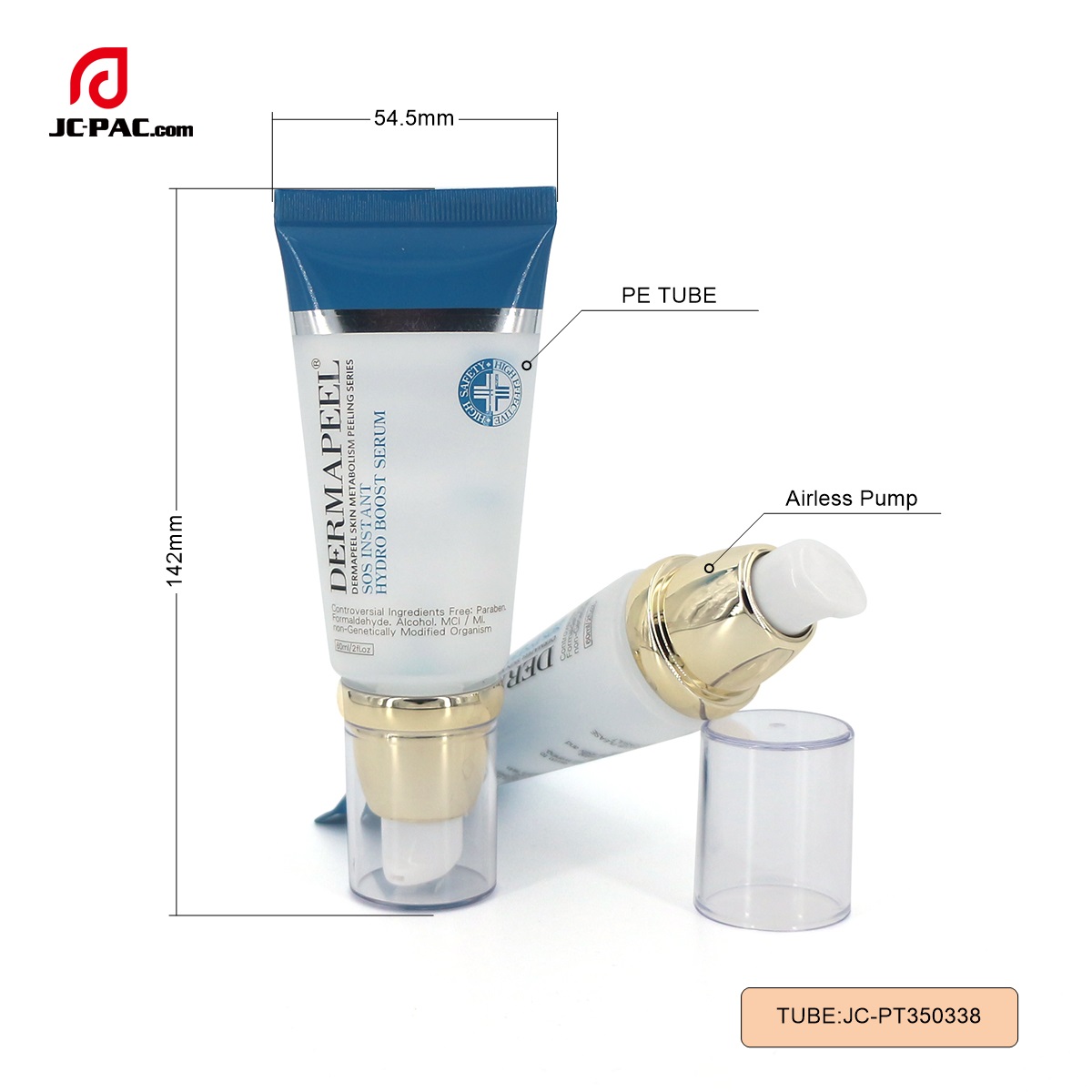 PT350338 Diameter 35mm 50ml Hydro Boost Serum Tube Cosmetic Airless Cream Packaging Soft Plastic Tube
