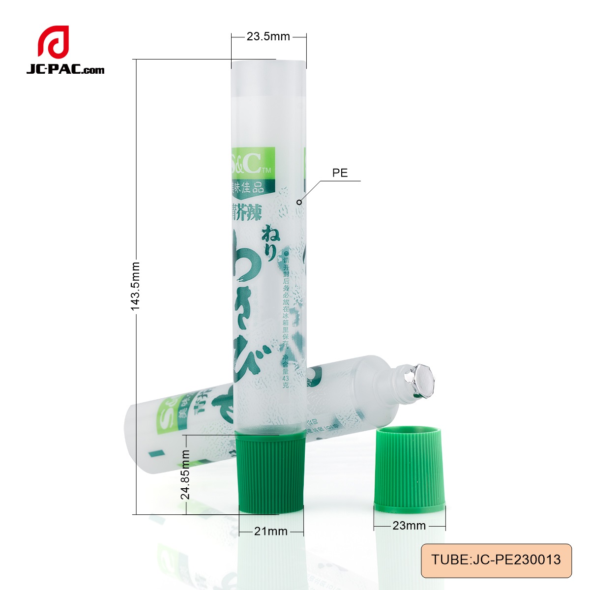 PE230013 Empty Food Packaging Plastic Tube, Plastic Tube for Wasabi
