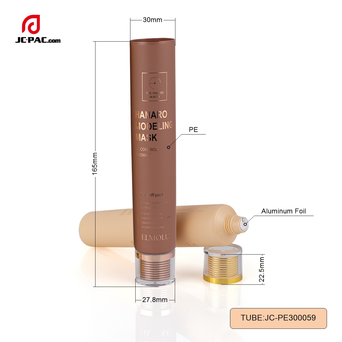 PE300059 60ml Hot-Stamping Empty Face Mask Tube With Acrylic Cap ,Cosmetic Soft Tube