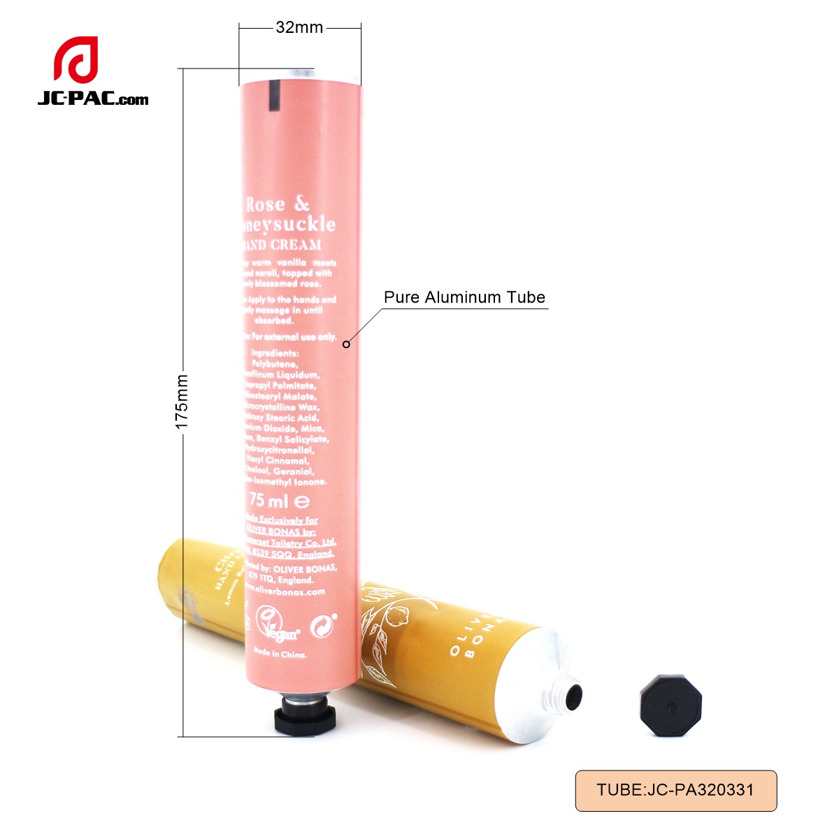PA320331  75ml Hand Cream Tube Package,Cosmetic Package Aluminum Tube,  Pure Aluminum Package Tube