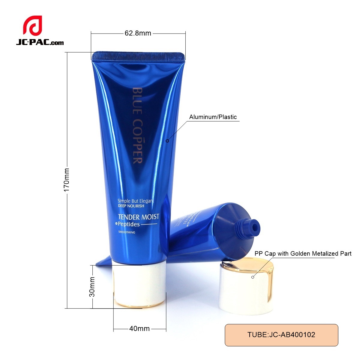 AB400102  120g Smoothing Skin Care Tube Cosmetics Packaging Laminated Aluminum Plastic Tube with High Grade Screw on Cap