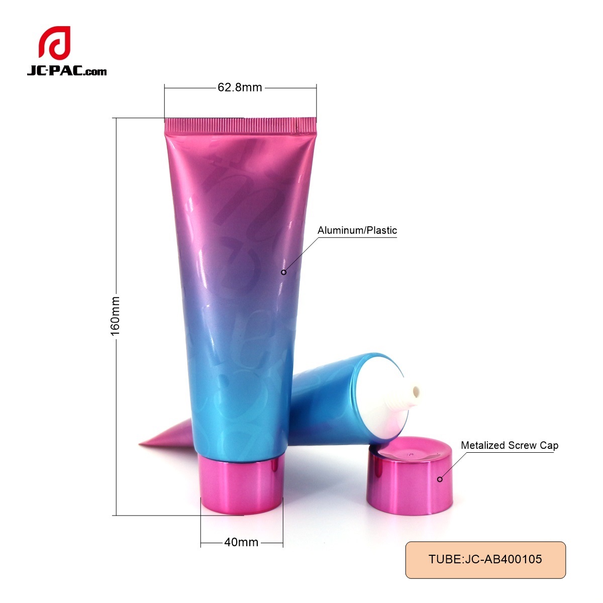 AB400105 120g Gradient Color Aluminum Plastic Cosmetics Face Cream Tube Packaging Laminated Tube with Metal Cap