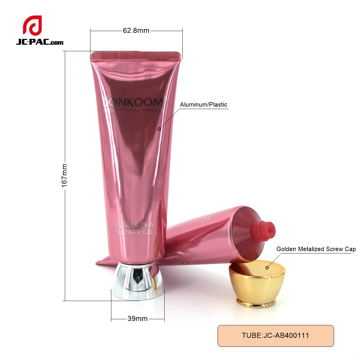 AB400111 120ml Shower Gel Aluminum Plastic Tube Cosmetics Tube Packaging Laminated Pink Tube