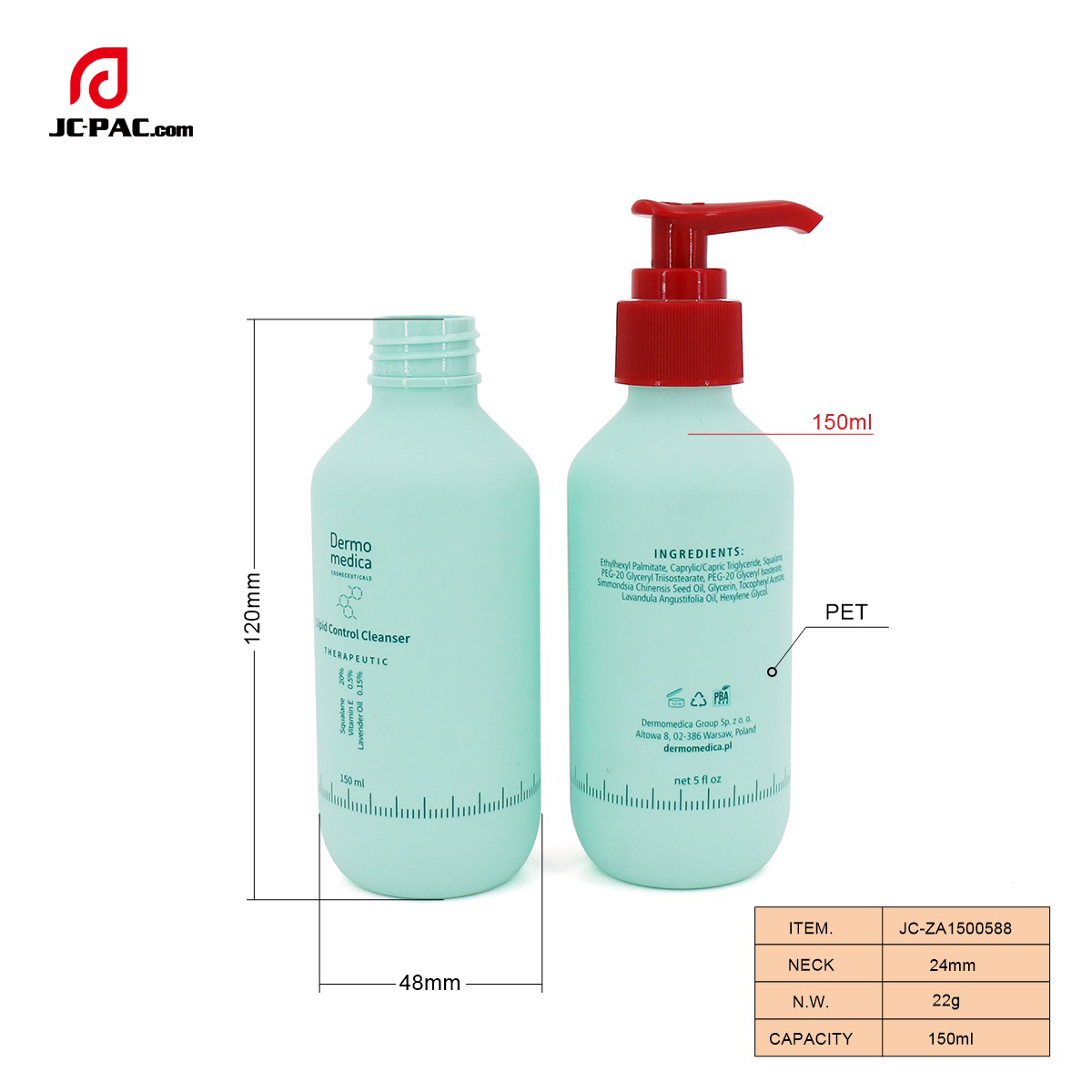 ZA1500588 150ml Facial Cleanser Bottle, Cosmetic Bottle with Customized Design