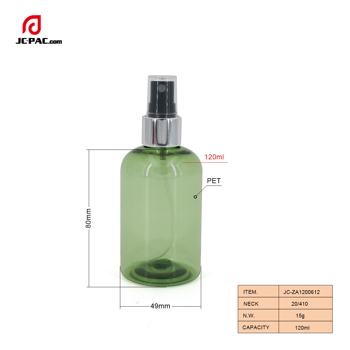ZA1200612 120ml 塑料瓶， 化妆品瓶， 洗面奶瓶, 120ml 透明瓶