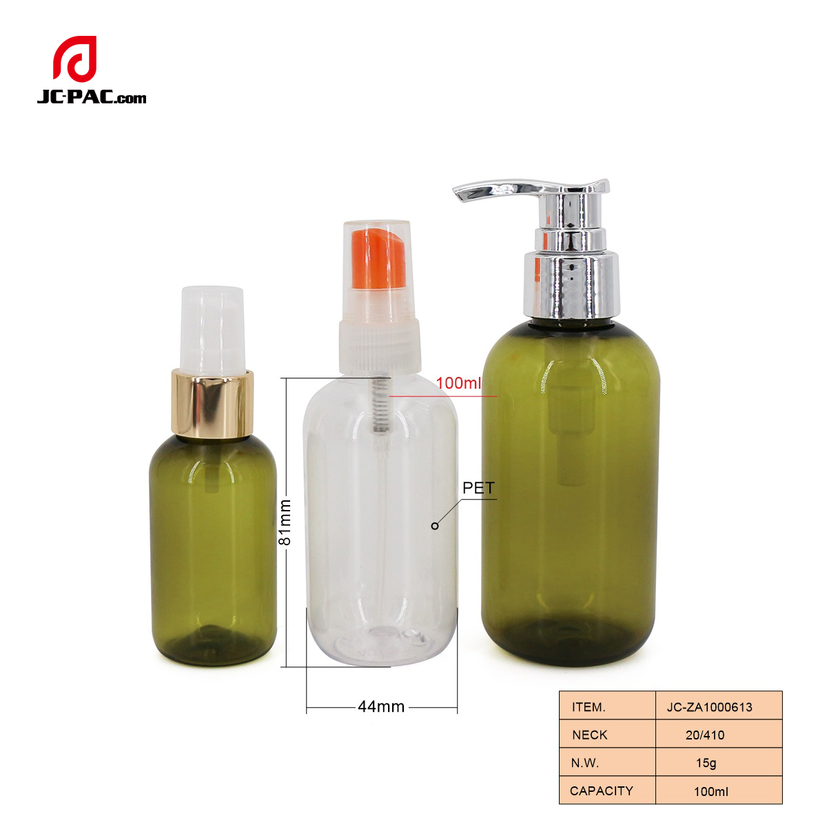 ZA1000613 100ml 塑料瓶，化妆品瓶， 卸妆水瓶, 定制塑料瓶，喷雾瓶