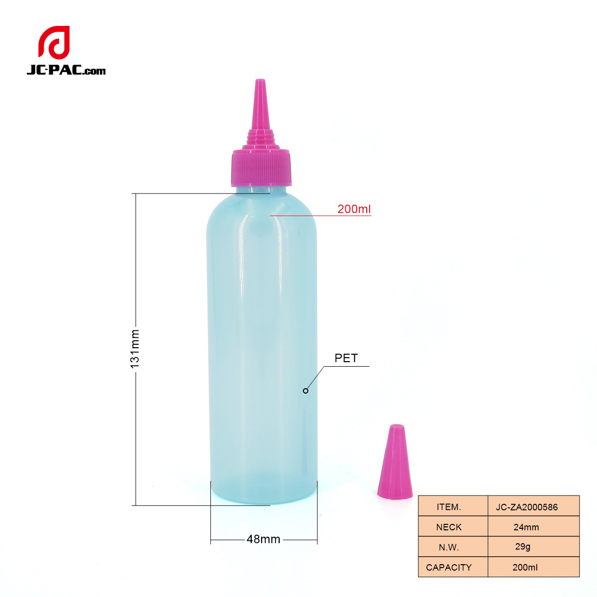 ZA2000586 200ml Hair Care Packaging Bottle, PET bottle, China Plastic Bottle, Cosmetic Bottle, Custom Design Plastic Bottle, Wholesale Plastic Bottle