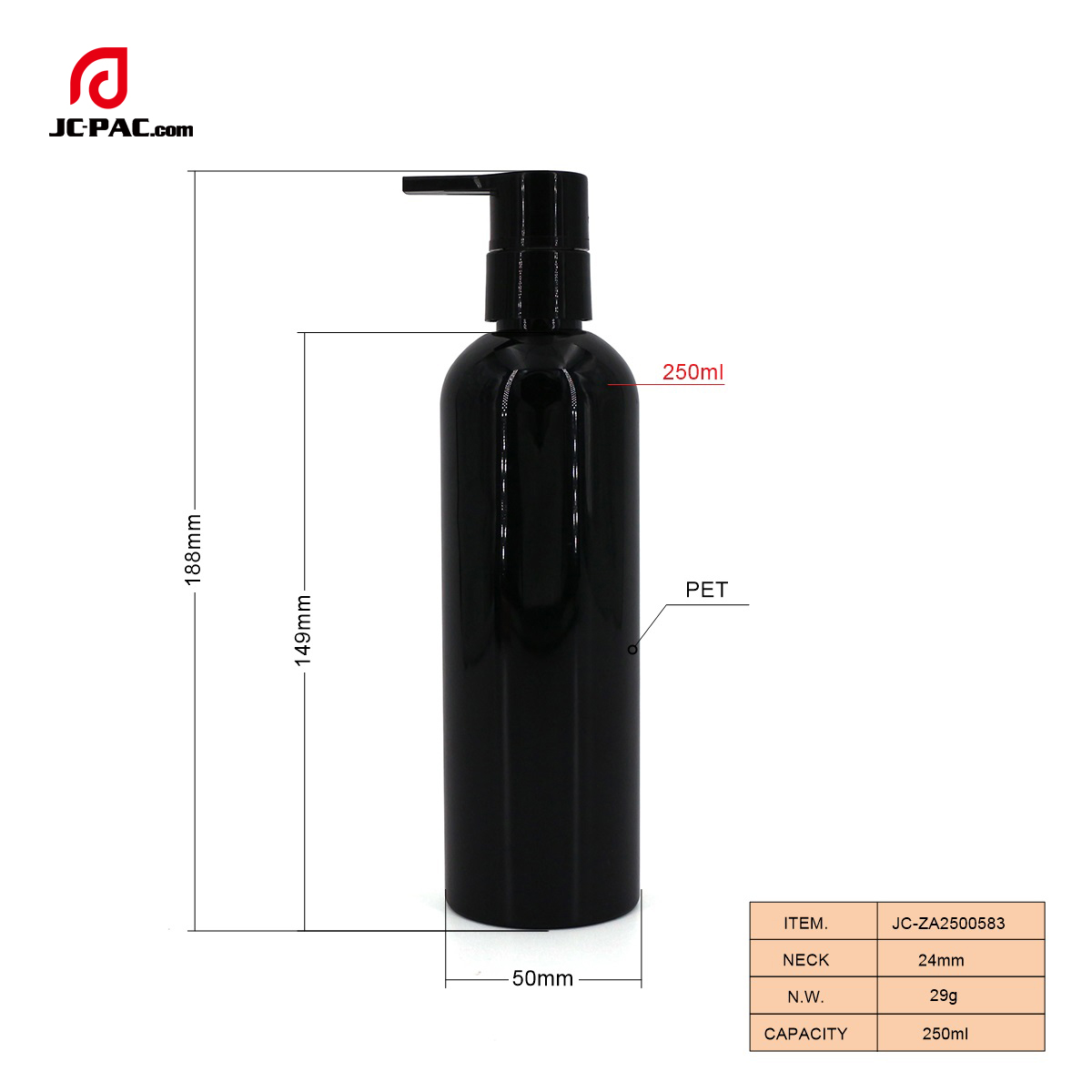 ZA2500583 250ml 塑料瓶， 厂家直销PET瓶，化妆品瓶, 爽肤水瓶